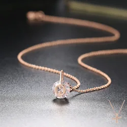Round Pendant Necklaces for Women Kpop Minimalist Crystal Women's Choker Neck Chain Rose Gold Color Jewelry Accessories N496