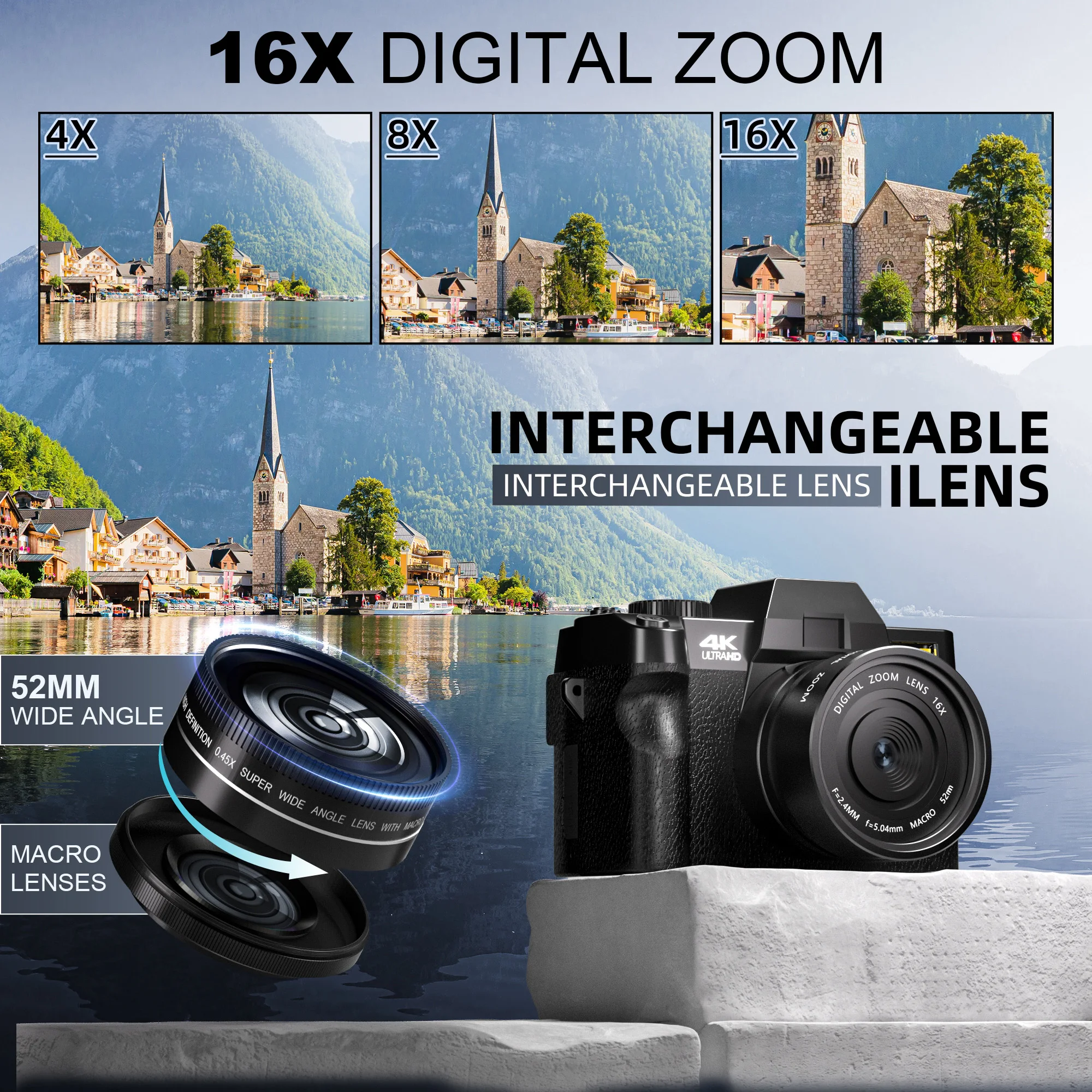 NBD Compact Digital Photography Camera 4K WIFI Web Cam Vintage Vlog Video Recorder YouTube 48MP Camcorder 3\
