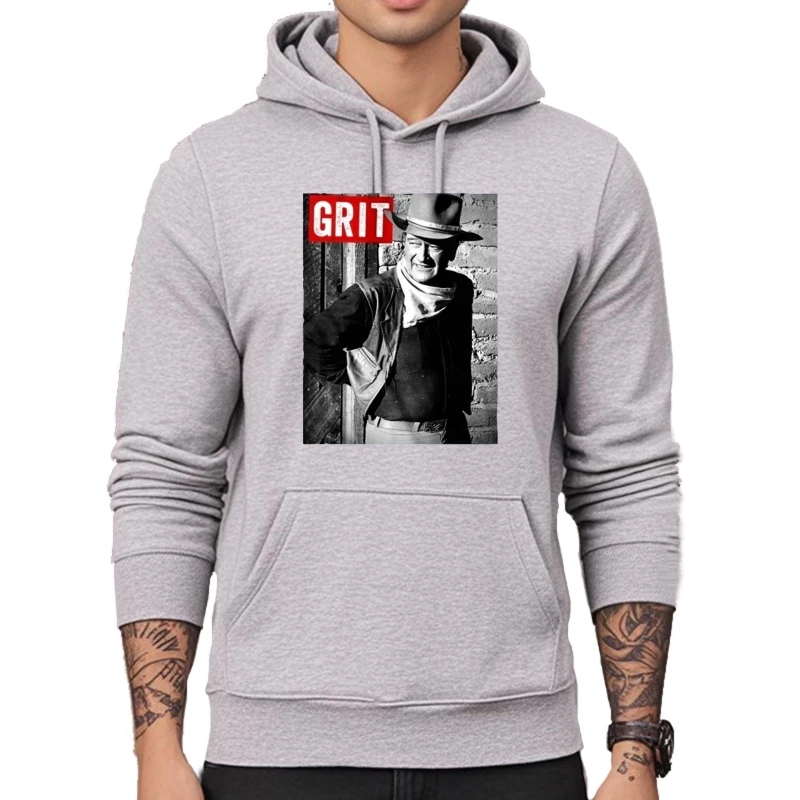 سويت شيرت رجالي للارتداء اليومي بغطاء للرأس من القطن بتصميم أنيق بسحاب Ae قميص جون واين بقلنسوة عصري كاجوال