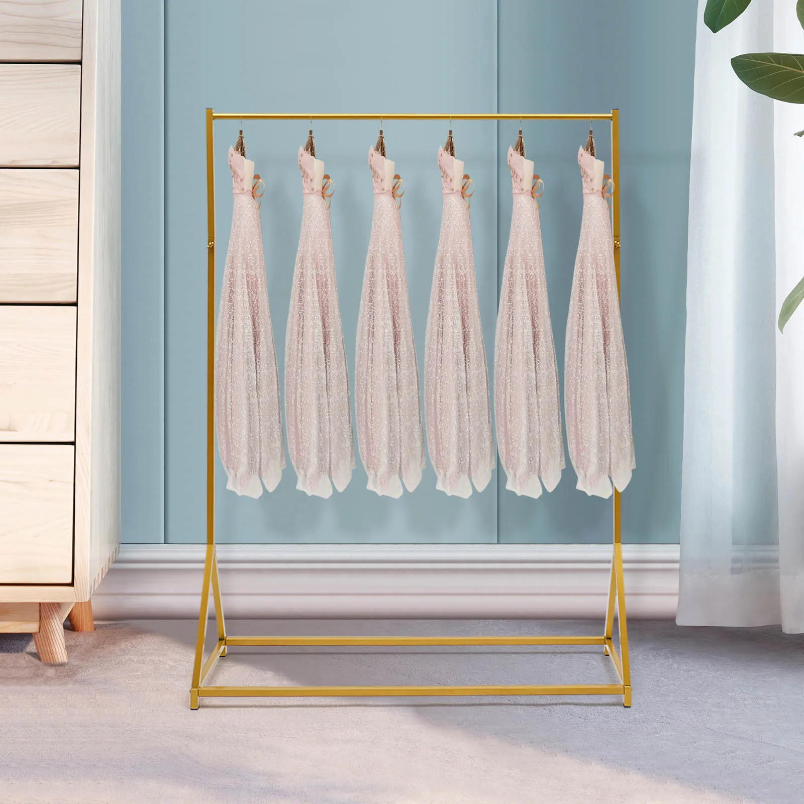 

120*40*160cm Open Frame Clothing Garment Rack, Classic Gold Design Clothes Display Stand fits Clothing Retail Shops