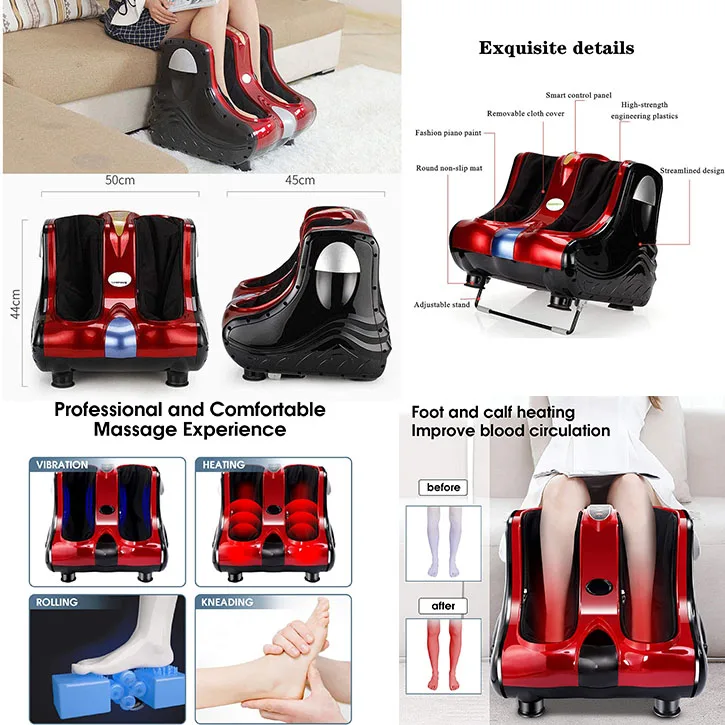 Vendita calda Strumento elettrico per il relax del piede Shiatsu Dispositivo per impastare completamente avvolgente con funzione di riscaldamento del telecomando Massaggiatore per le gambe