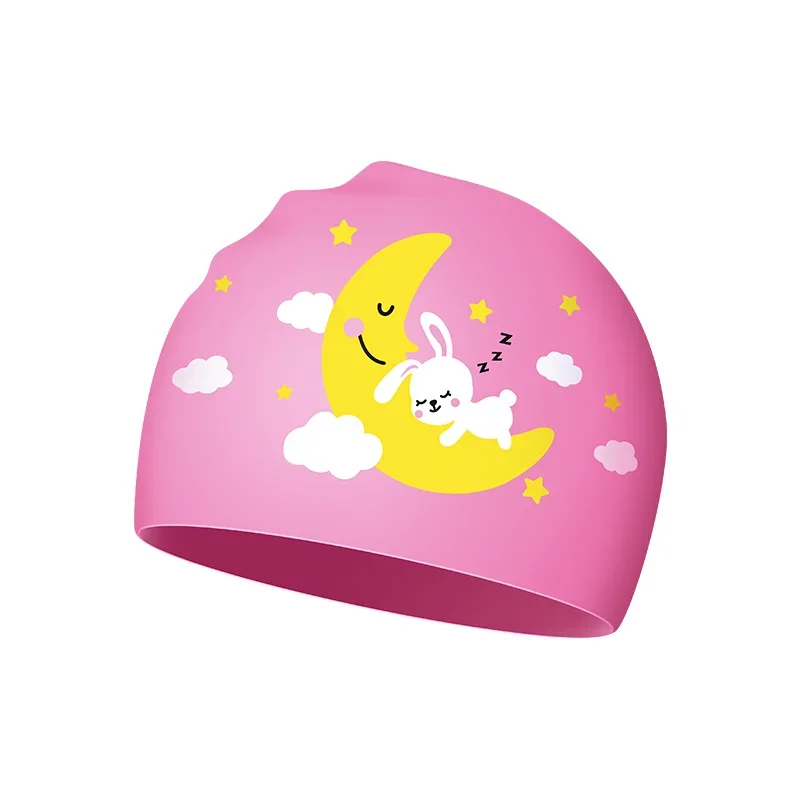 Cuffia da nuoto per bambini in cartone animato per bambini, in silicone ad alta elasticità con protezione per le orecchie, per accessori per cuffie da piscina per ragazzi e ragazze