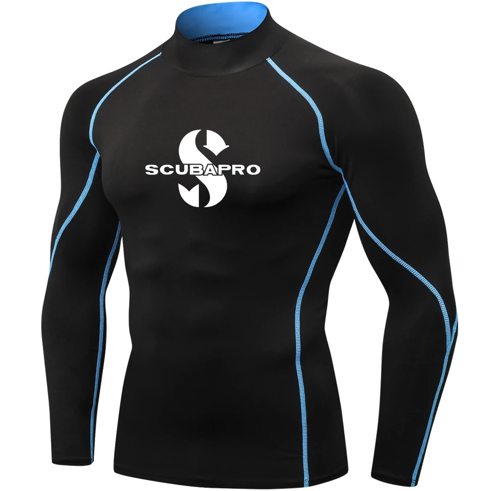 Men Swim Surfing T-shirt Beach UV Protection Swimwear Rash Guard Long Sleeve Diving Wetsuit Rashguard Tops Gear Summer Apparel