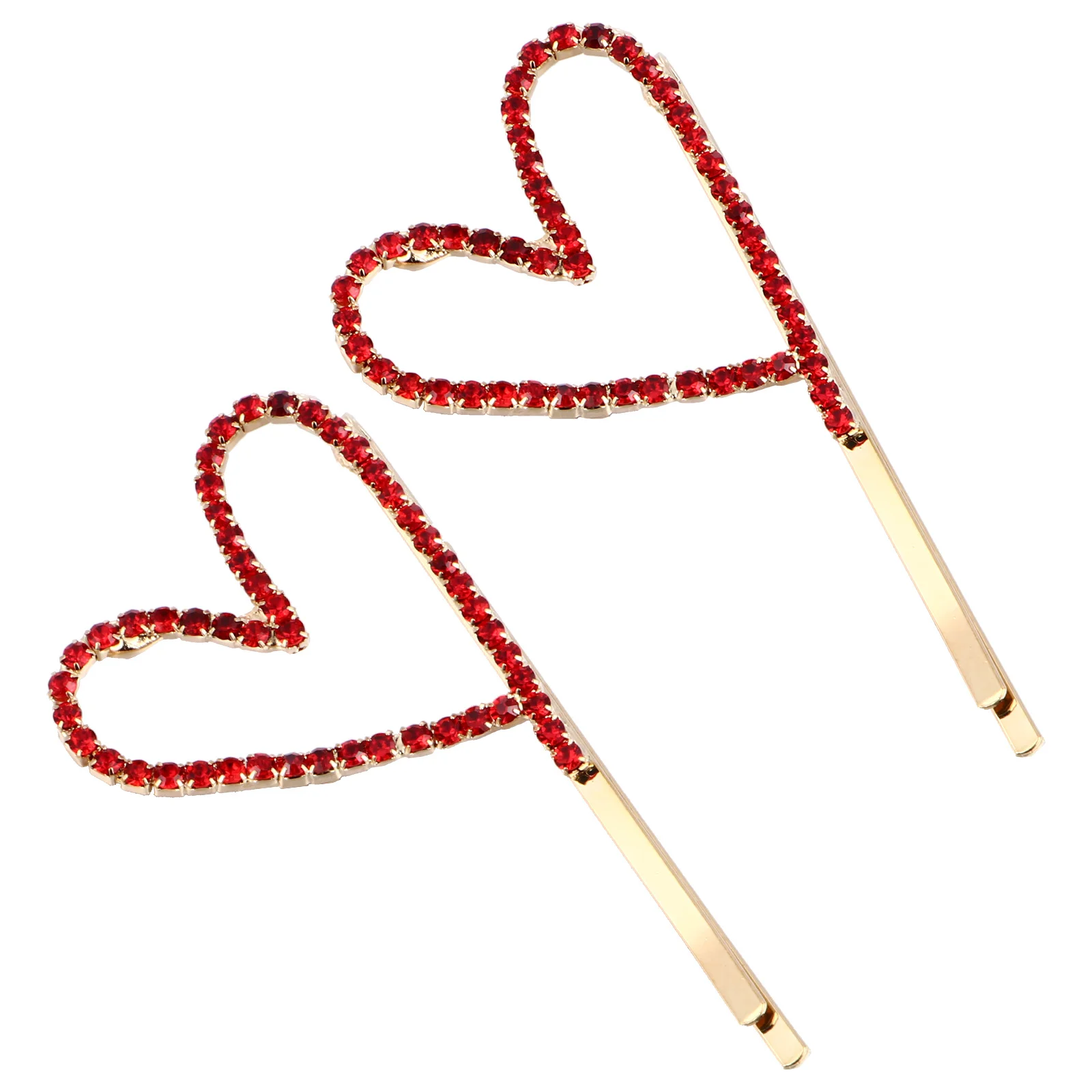 

2Pcs Heart-Shaped Hairpin Rhinestone Alloy Hair Clips Set Charming Barrette for Daily Wear Weddings Parties Stylish Hair