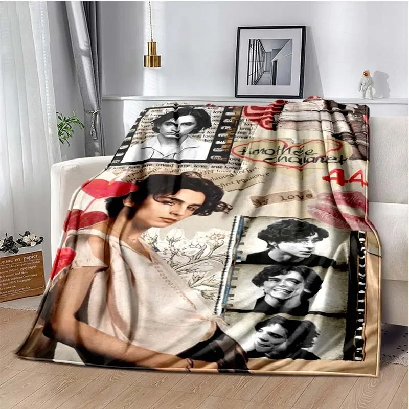 Timothee Chalamet Actor 3D HD Blanket Star Art Flannel Soft Warm Throw Blanket for Bed Bedroom Sofa Picnic Blanket Gift for Fans