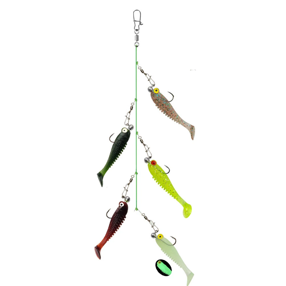 Versatile Cluster Lure Artificial Silicone Soft Bait Set Realistic Appearance Flexible Swimming Style Detachable Swivel Pin