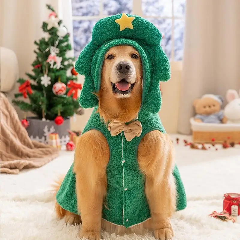 

Dog Christmas Clothes Cartoon Dress-up Medium and Large Dog Golden Retriever Big Dog Two-legged Cape Transformation Dress