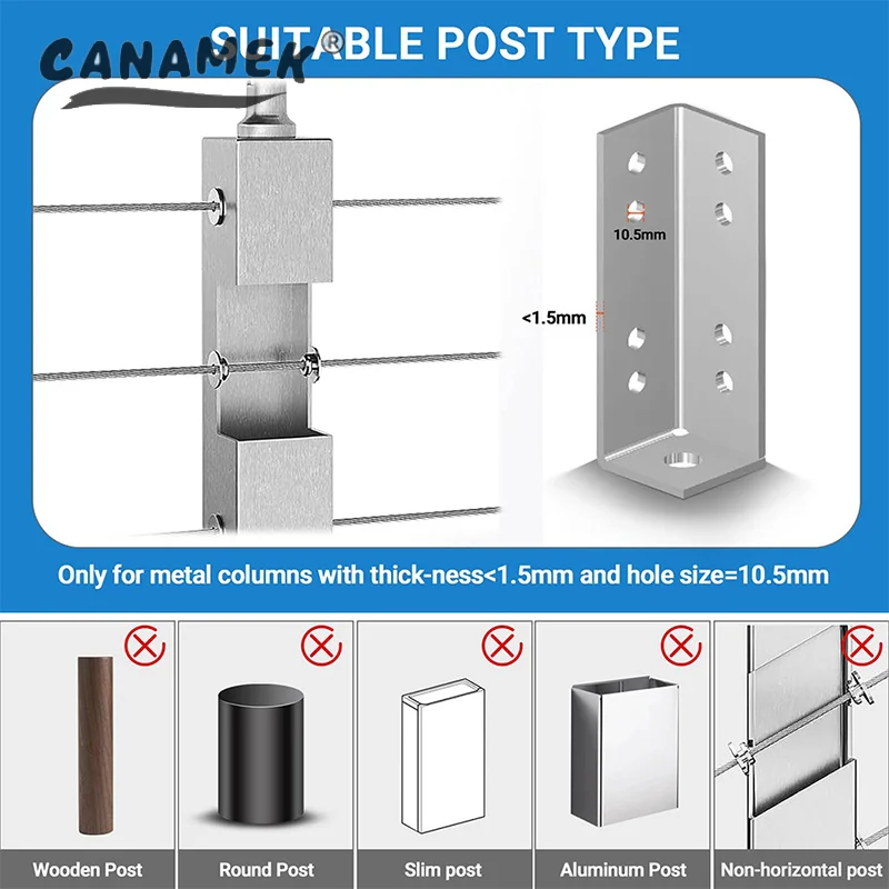 5PCS Stainless Steel Sleeve Cable Connector For Railing Stair Wire Rope Sealing Gasket Durable Fittings