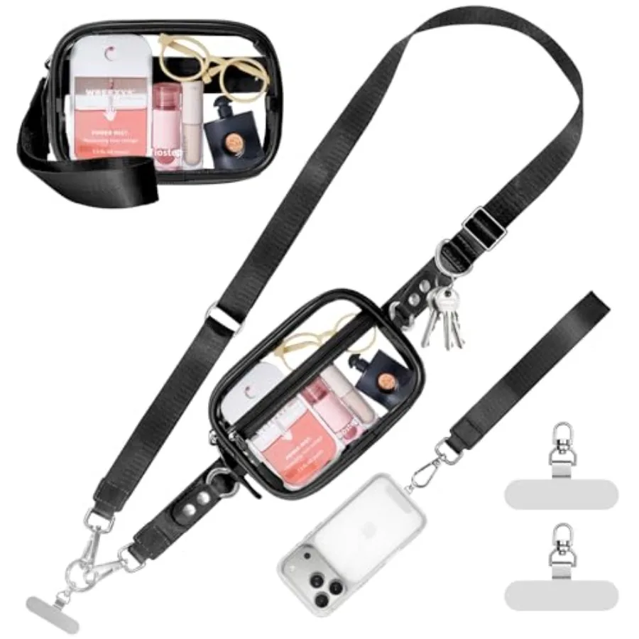 

Ремешок-кроссбоди для телефона с кошельком, регулируемый и съемный, прозрачная сумка с карманом на молнии для стадиона