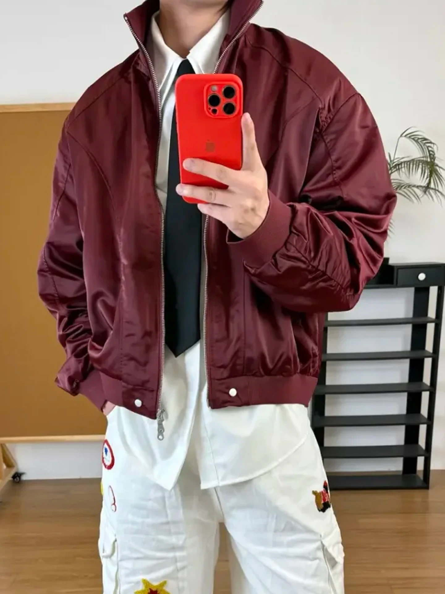 

American Sle Street Deconstructed Flight Suit Jaet Men Women Spring Autumn Cleanfit Small Folded Collar Top Coat