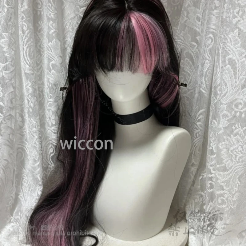 Черные, розовые синтетические парики, волнистые многослойные парики для косплея, термостойкие синтетические волосы, готический стиль, женские термостойкие искусственные волосы