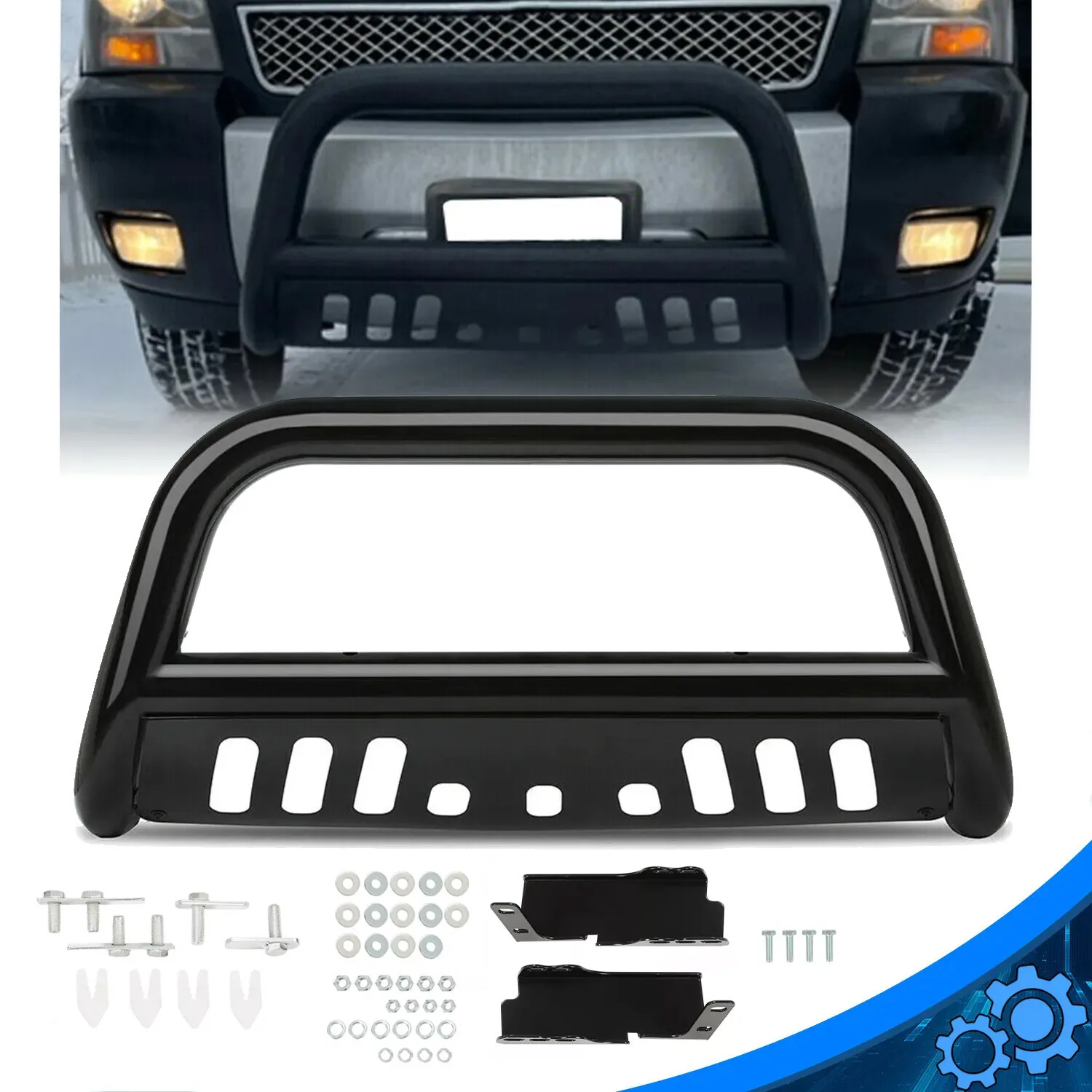 

3" Bull Bar Bumper Guard Brush Push Grille For 07-18 Silverado/Sierra/Suburban