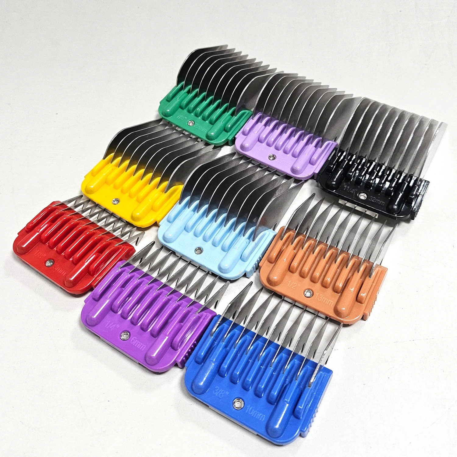 Animal Stainless Steel 9 Color Guide Comb Set for Most Oster/Wahl/Andis Detachable Clippers (ONLY Snap on Size #10/15/30 blades）