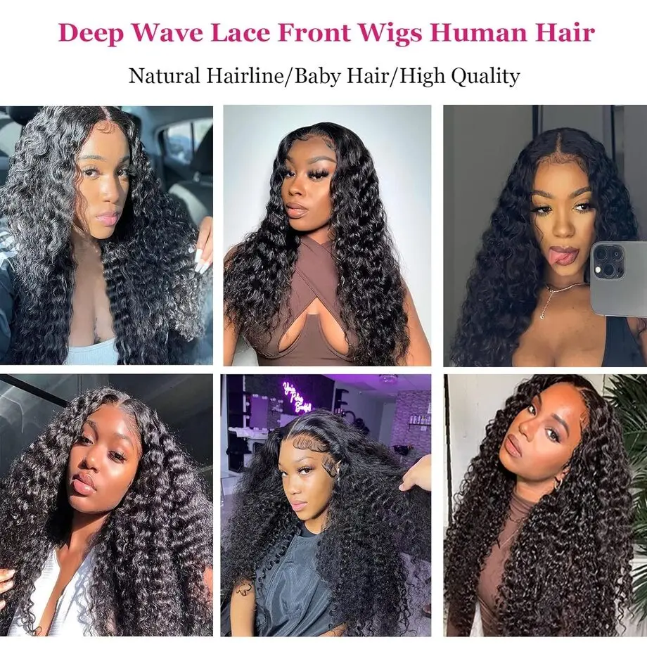 Black 13x6 Hd Transparent 30 Inch Deep Curly Water Wave Human Hair Lace Frontal Wigs Brazilian Natural For Women Choice 13x4 Wig