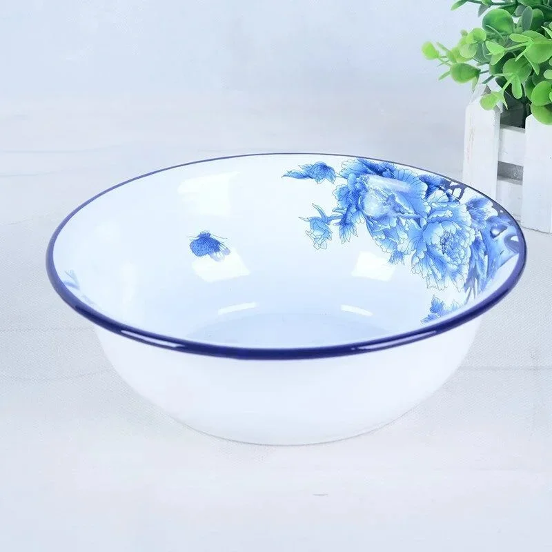 Thickened 30-36cm Porcelain Enamel Basin Multi-purpose Basin Vegetable Washing Basin Ramen Salad Noodle Bowl Rice Washing Bowls