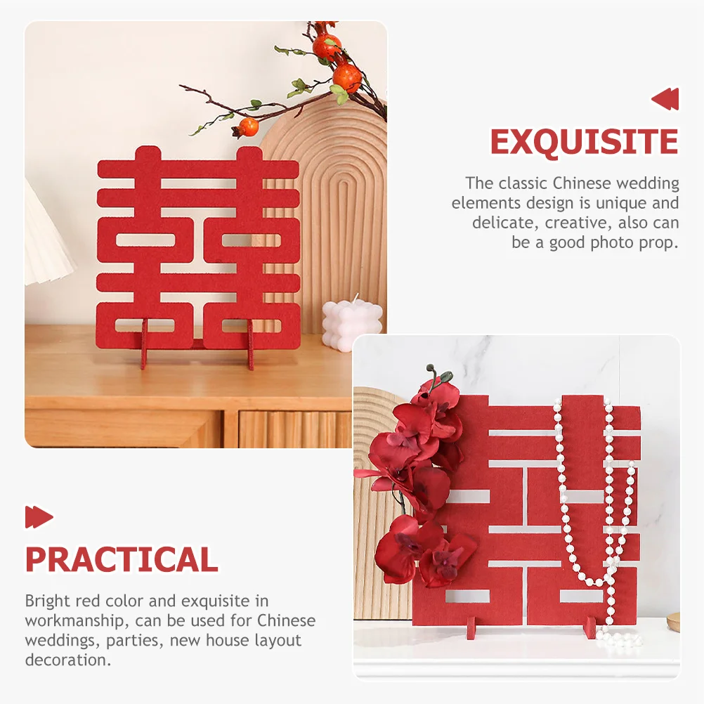 

Three Dimensional Happy Character naments Red Felt Chinese Wedding Decorations Table Centerpiece Layout Props