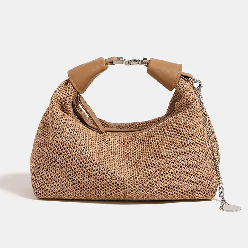 

New Bag for Women Dumpling Pouch Straw Crossbody Shoulder Handbag Summer Beach Woven Bag