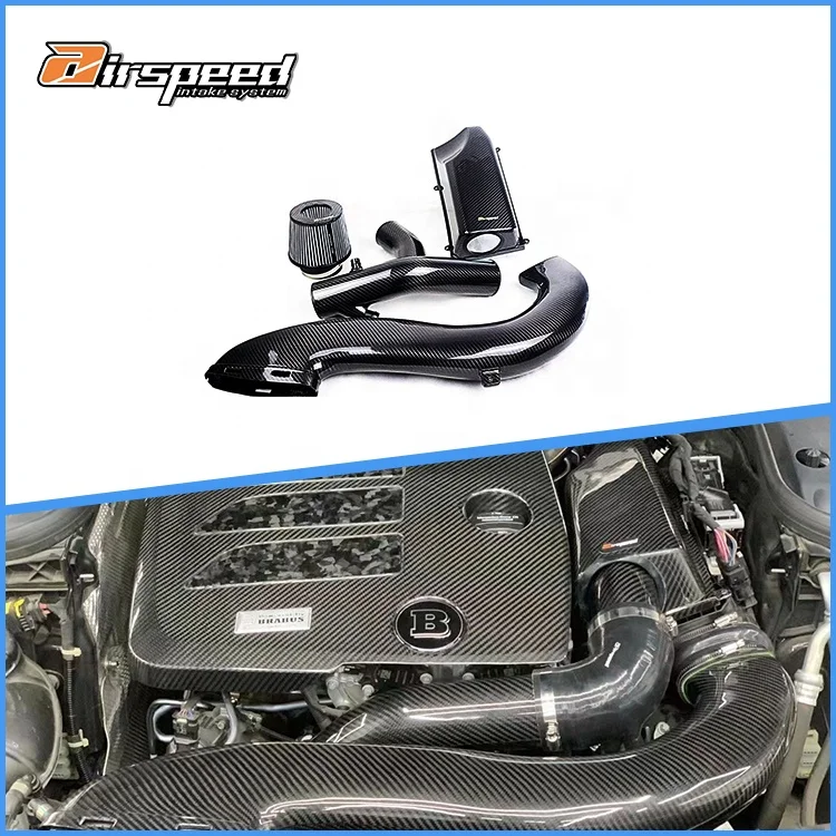 Airspeed Dry Carbon Fiber Cold Air Intake System Kits For BENZ C&E Class C260L C300 E260L E300L E350L M264 2.0T