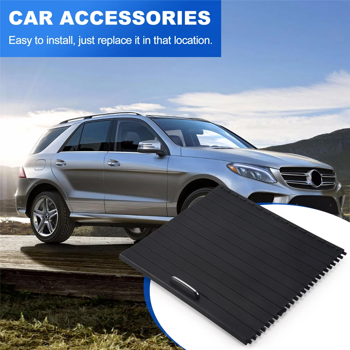 車のセンターコンソール,カップホルダー,スライドローラー,メルセデスベンツml gl gle glsクラスw166 w292 2012-2018用ブラインドカバー