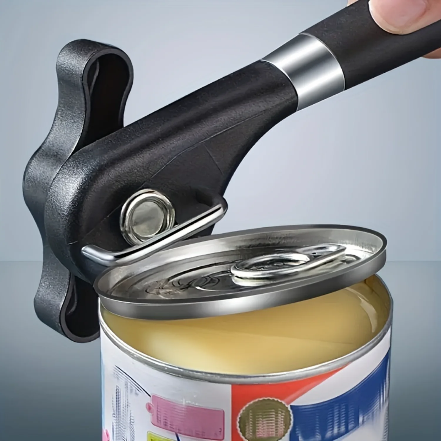 Easy-Grip Stainless Steel Can Opener - Quick, Safe & Multi-Functional Kitchen Tool For  And Restaurant Use