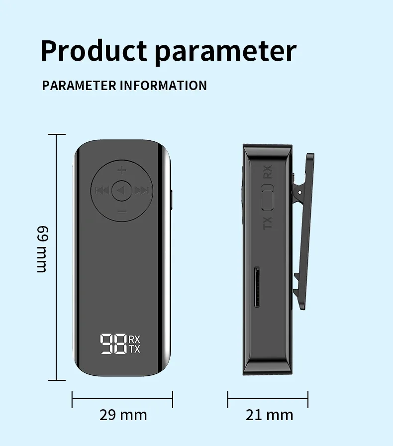 Auto Bluetooth 5,3 Audio Sender Empfänger 3,5mm Buchse mit drahtlosem PC Kopfhörer Stereo Wireless Adapter für TV-Flugzeuge verkabelt – Detail 18