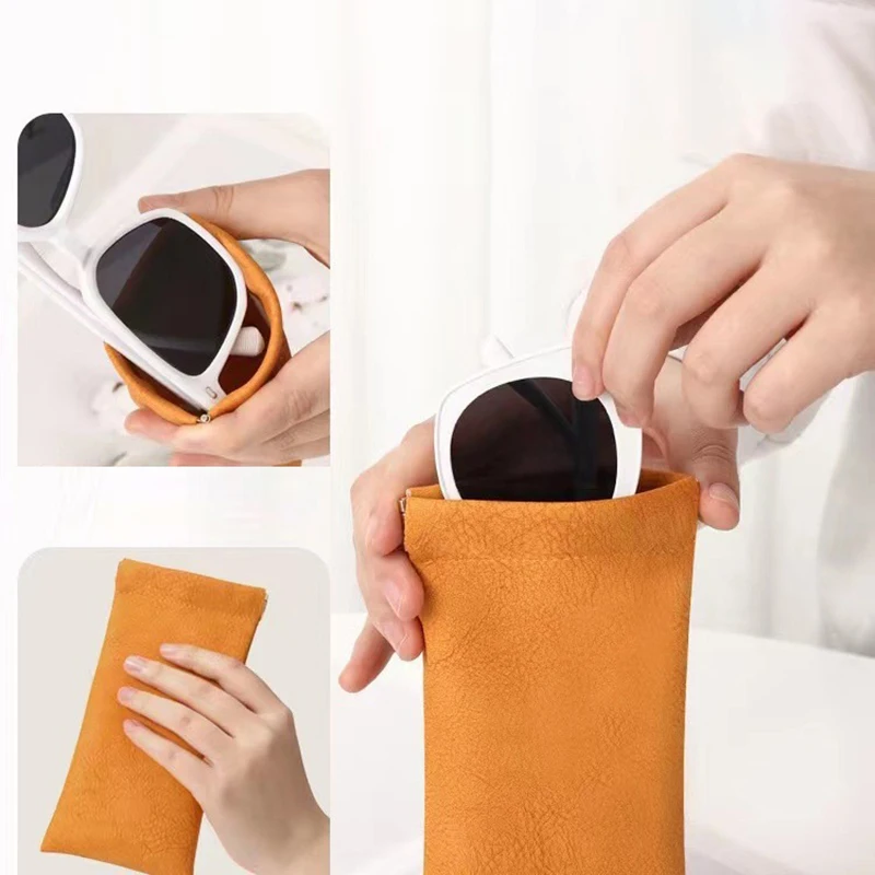 Soft PU Leather Glasses Bag Automatic Closed Sunglasses Box Waterproof Pouch Glasses Protective Cover Eyewear Storage Bag