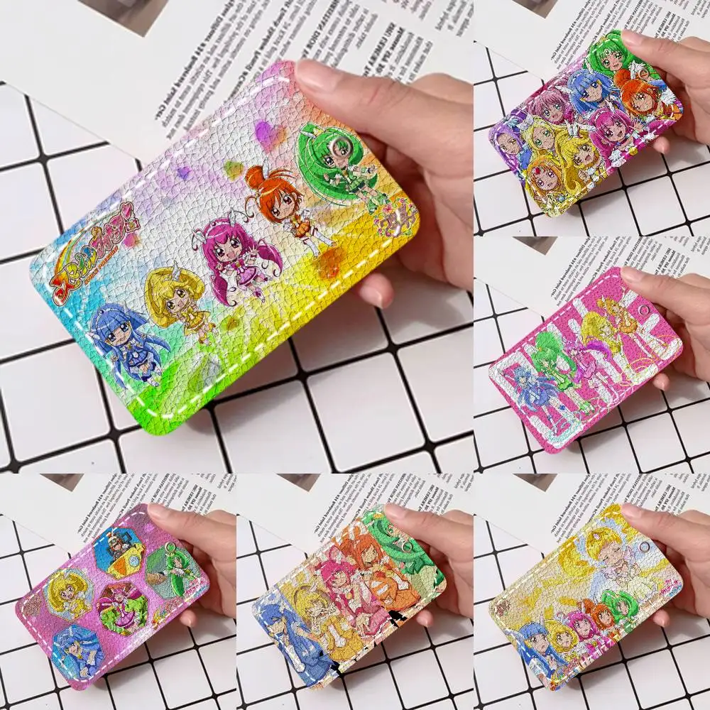 

Smile Precure Anime Card Holde Applicable To Credit Cards Bus Card Soft Leather Rectangular Keychain