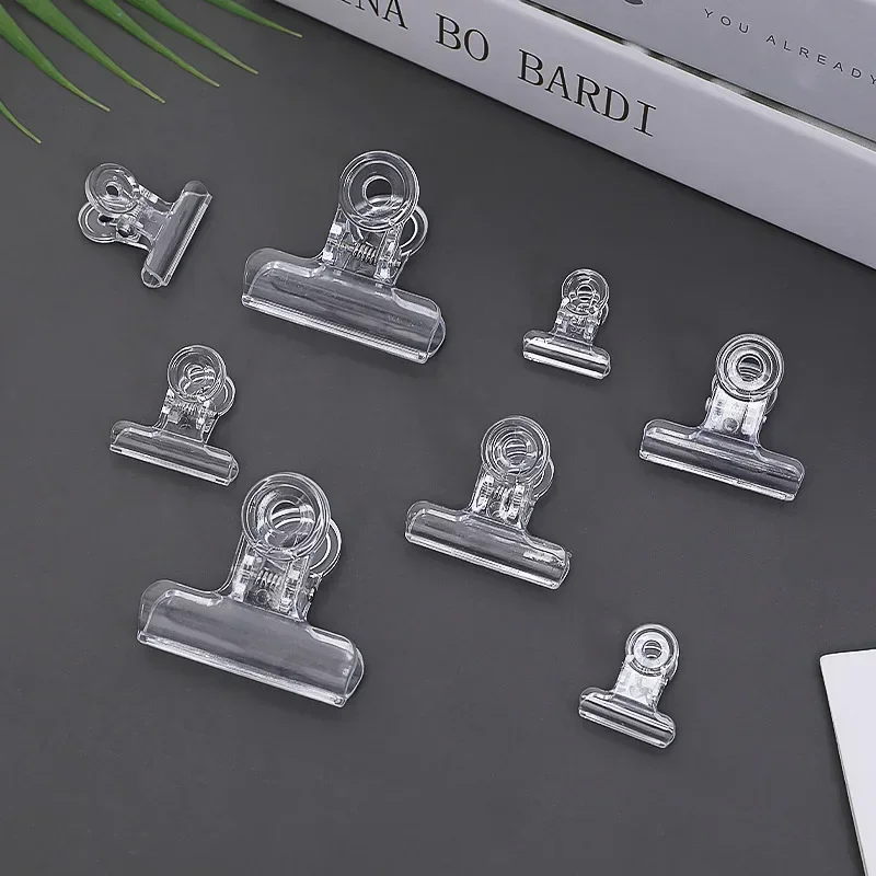 3-10pcs Transparent Binder Clips Bill Paper Clips Documents Tickets Clips Bookmarks Index Page Holder Office Binding Supplies