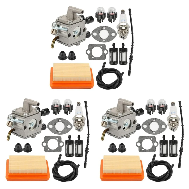 3X Carburetor Air Filter Bulb Fuel Repower Kit Fit For Stihl FS120 FS200 FS250 FS300 FS350 FR450 String Trimmer