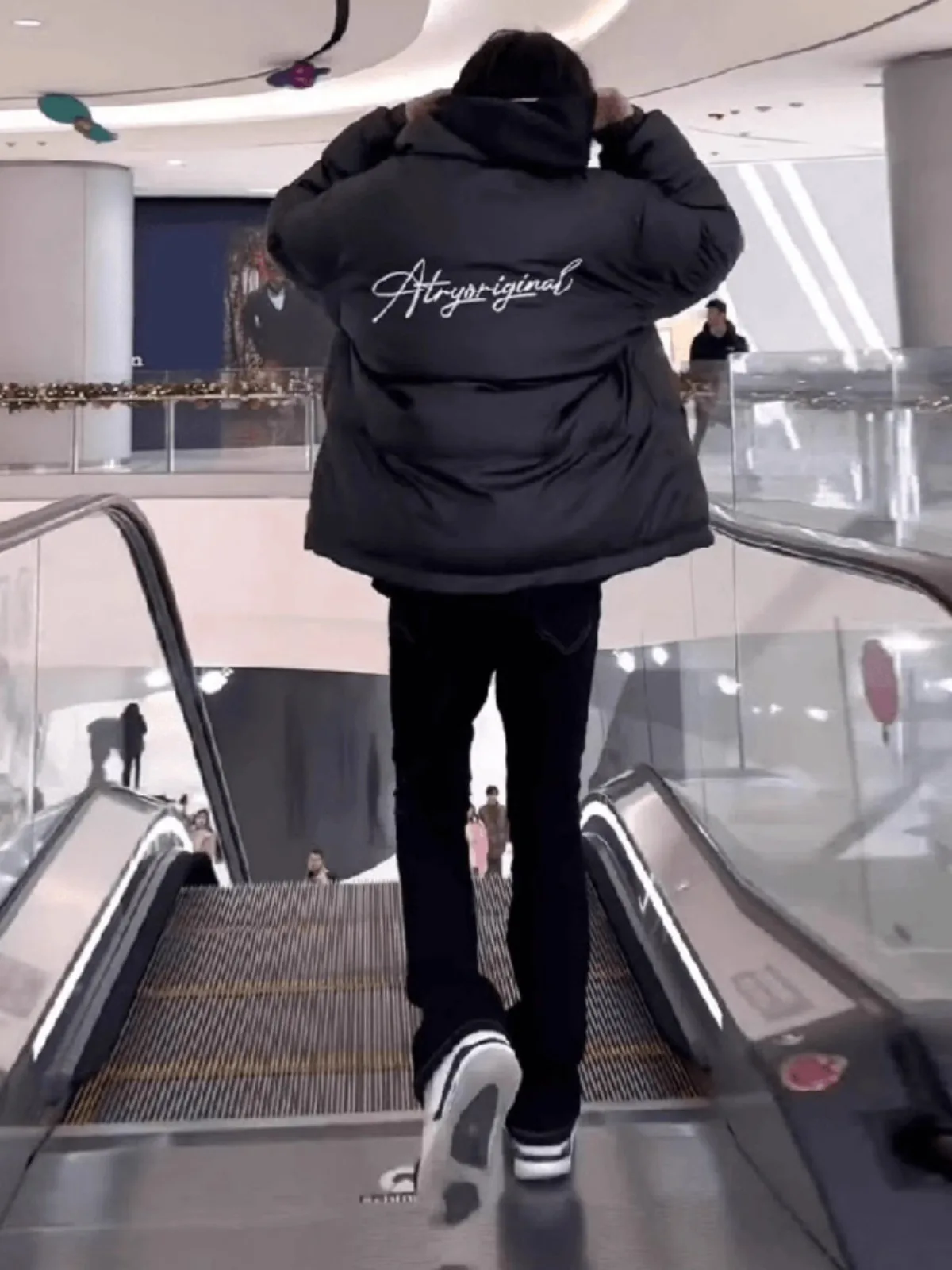 

Bla Stand Collar down Cotton Jaet Men's Winter Thi Warm Bread Sle American Trendy ort Cotton Coat Youth Faion