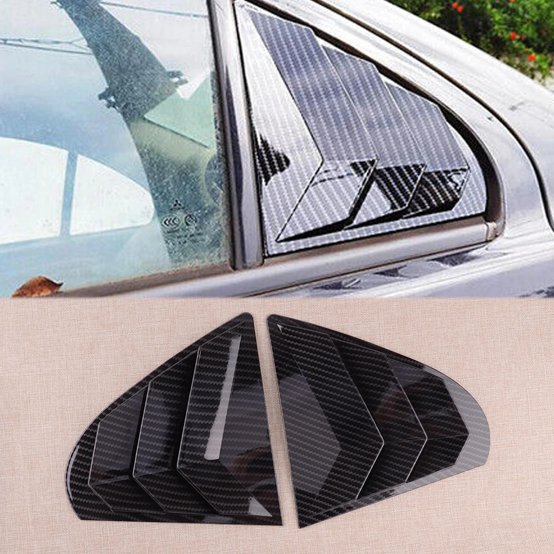 

1 Pair Rear Side Window Louver Shutter Air Vent Trim Cover Fit for Mitsubishi Lancer EVO 2009-2016 Carbon Fiber Style ABS