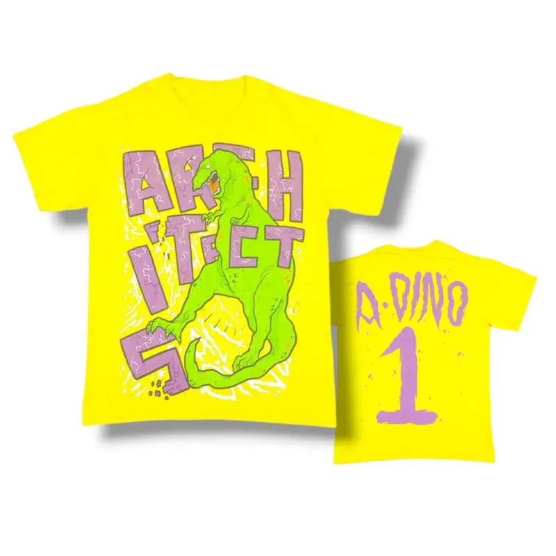 تي شيرت رسمي عتيق Y2K لفرقة المعماريين A Dino 1 MySpace Era مزدوج الجوانب S #1