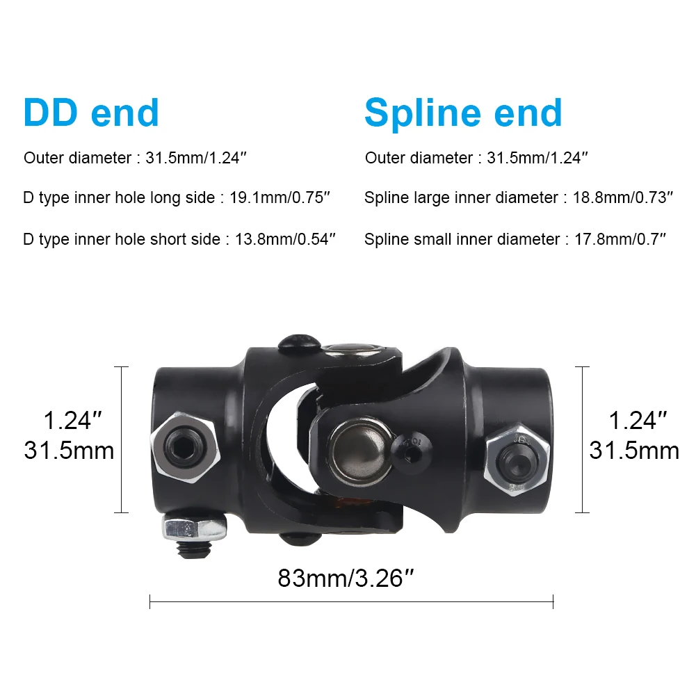 Universal U-Joint Single Steering Shaft 3/4\