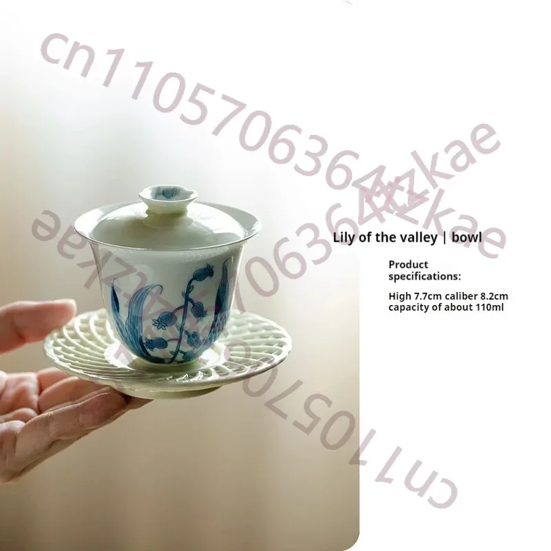 Hand-painted Lily of The Valley Three Cover Bowl Tea Set