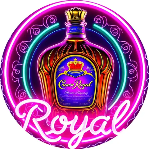 Crown Royal Neon Aluminum Wall Sculpture Sign – Vibrant HD Print, Waterproof – Halloween, Christmas Gift for Bar/Garage