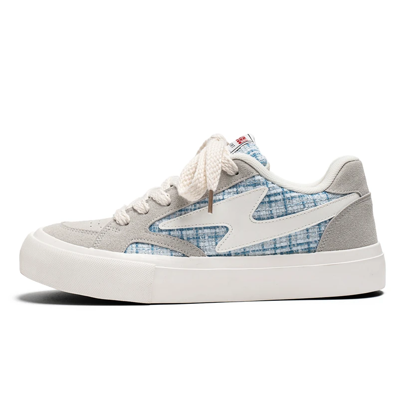 Zapatillas de skate unisex de lona vaquera, estilo streetwear de moda, cómodas, con plataforma, con cordones, informales, para hombre y mujer