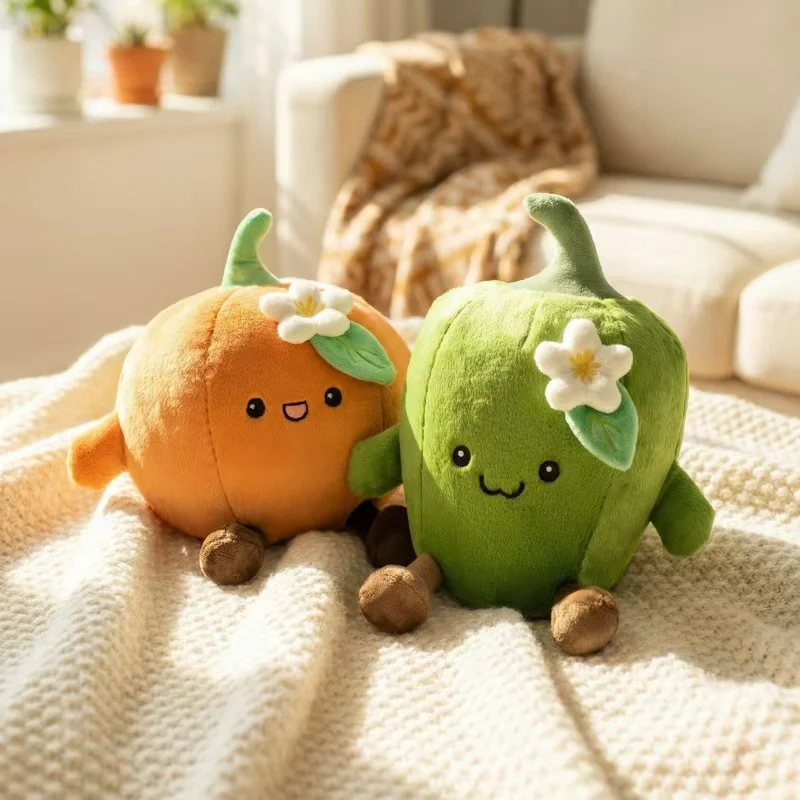เพื่อนผักผลไม้สุดสร้างสรรค์และน่ารัก – ตุ๊กตาผักชีและพริกเขียว ตุ๊กตาผ้าเนื้อนุ่มสไตล์ฮีลลิ่งสำหรับตกแต่ง ของขวัญที่สมบูรณ์แบบ