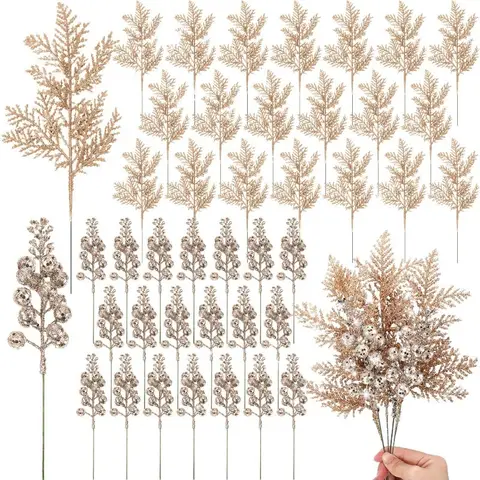 10 pezzi glitter decorazioni natalizie bacche artificiali albero di natale appeso bouquet di fiori per la casa decorazioni ghirlanda fai da te accessori regalo