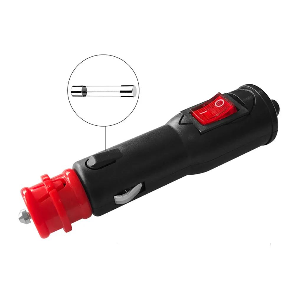 2PCS Removable Head Car Cigarette Lighter Socket Adapter With Switch 8A Fuse Standard Size 12V Auto Power Plug