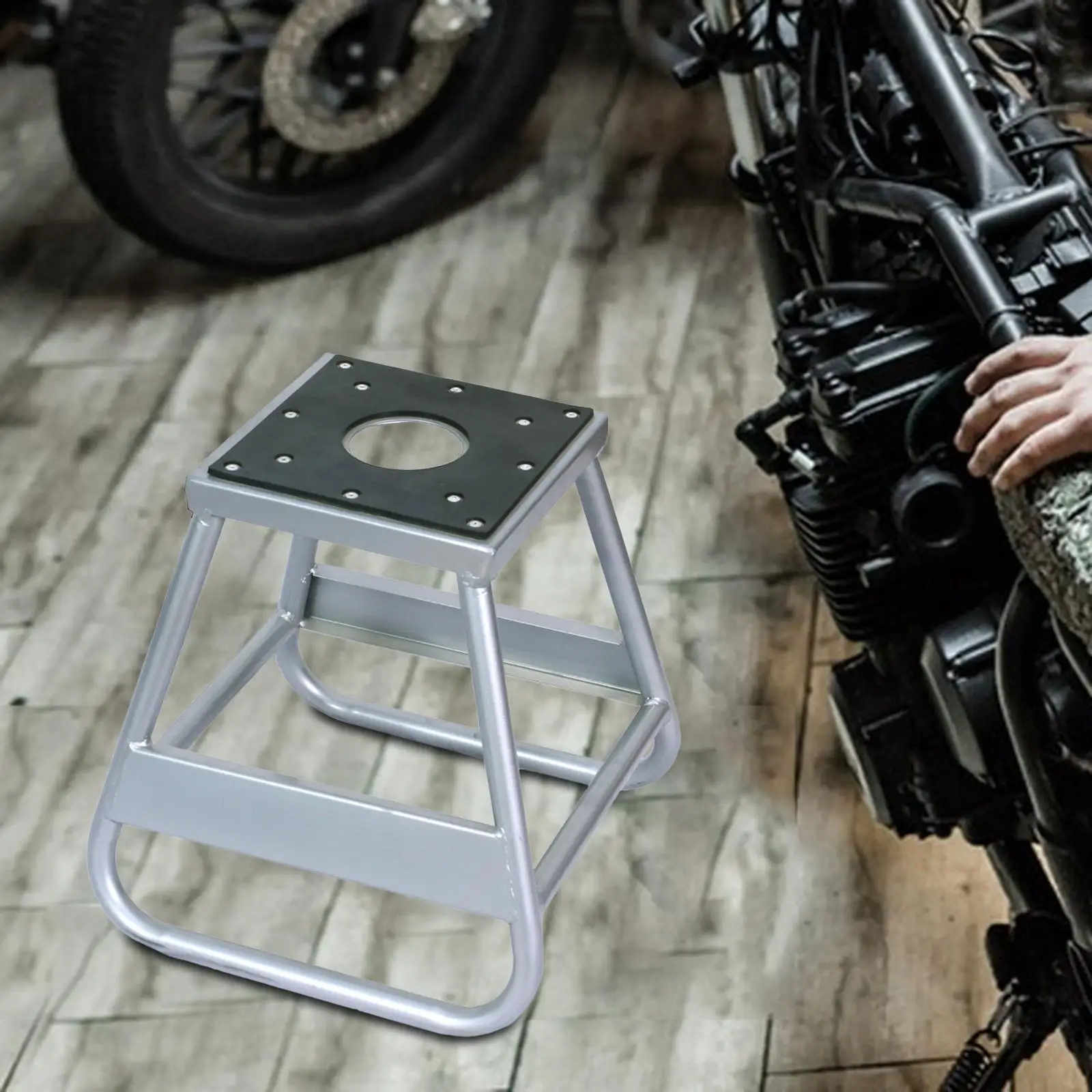 

Durable Iron Motorcycle Motocross Stand Heavy Duty Maintenance Repair Support Rack for Shop and Garage