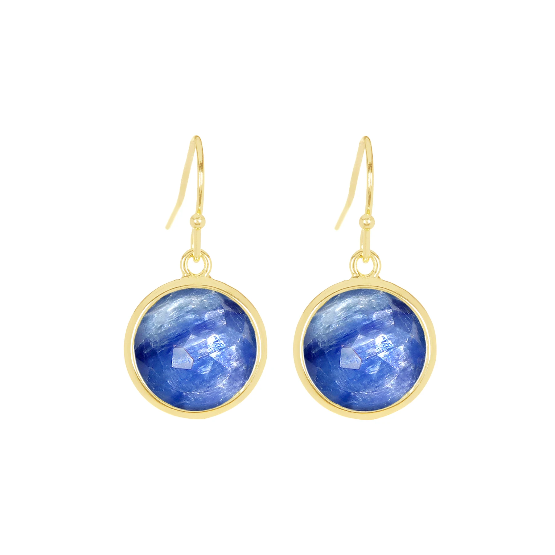 Kyanite Fancy Cut Round Drop Earrings Gemstone Earrings for Women