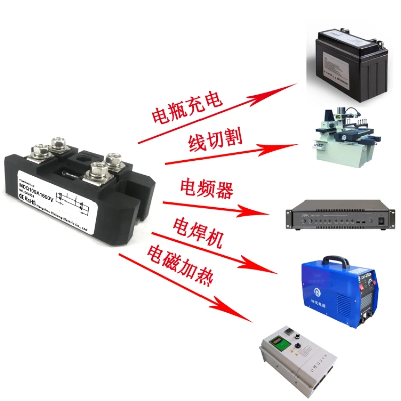 MDQ100A1600V single-phase rectifier bridge 12V 24V 36V 48V 220V 480V AC-DC module 100Amp 1600V Diode Rectifier
