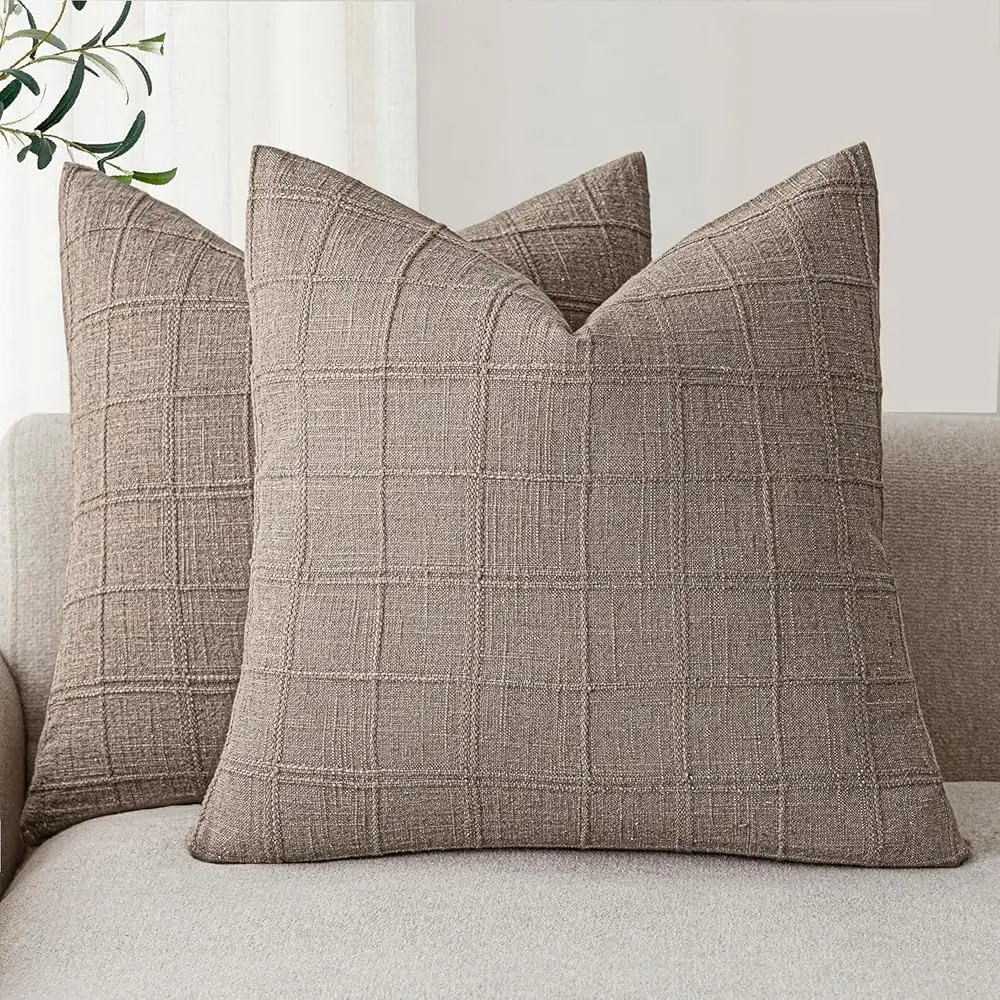 

Set Of 2 Decorative Linen Che Throw Pillow Covers Neutral Farmhouse Vintage Cushion Covers Modern Boho Home Decor For Sofa