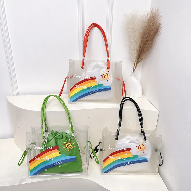 

New Arrival! Sweet Girl's PVC Transparent Jelly Bag - Large-Capacity Stylish Handbag, Versatile Shoulder Bag for Daily Fashion