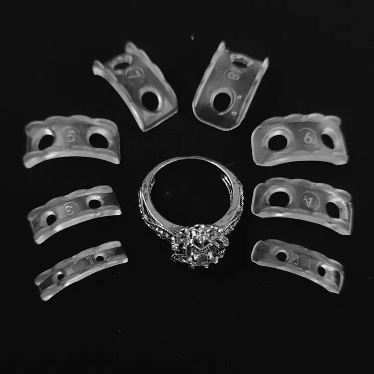 8-maten siliconen onzichtbare heldere ringmaat Resizer losse ringen reducer ring sizer geschikt voor elke ringen sieraden gereedschap spanner