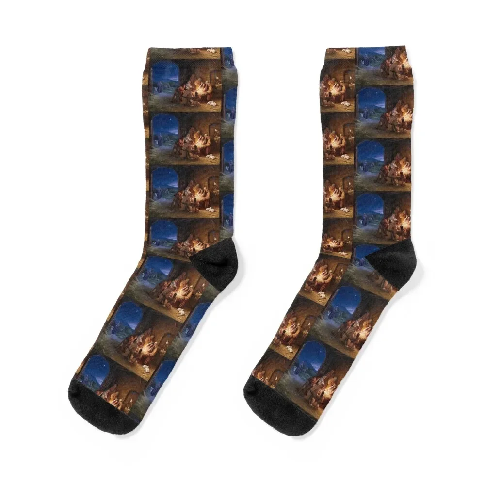 

Baby Jesus in the Manger Socks retro Climbing Christmas cotton Socks Man Women's