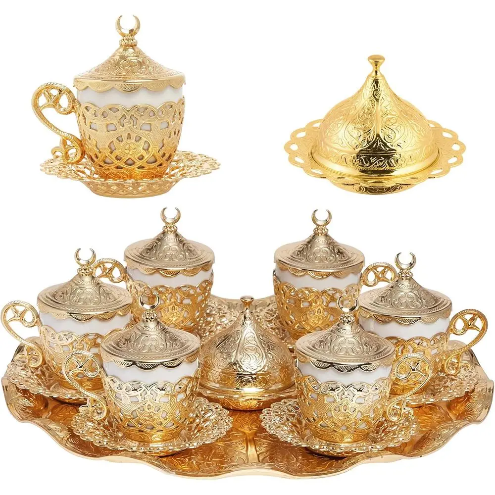 

Набор из 27 предметов: турецкие греческие чашки и блюдца AraCoee (Gelincik) (золото)