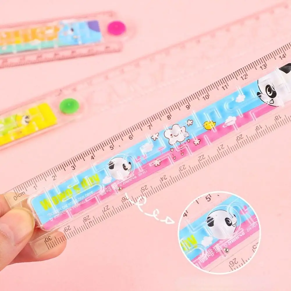 Cartoon School Supplies Transparent Student Acrylic Multi-function Creative Stationery Folding Ruler Drawing Tools