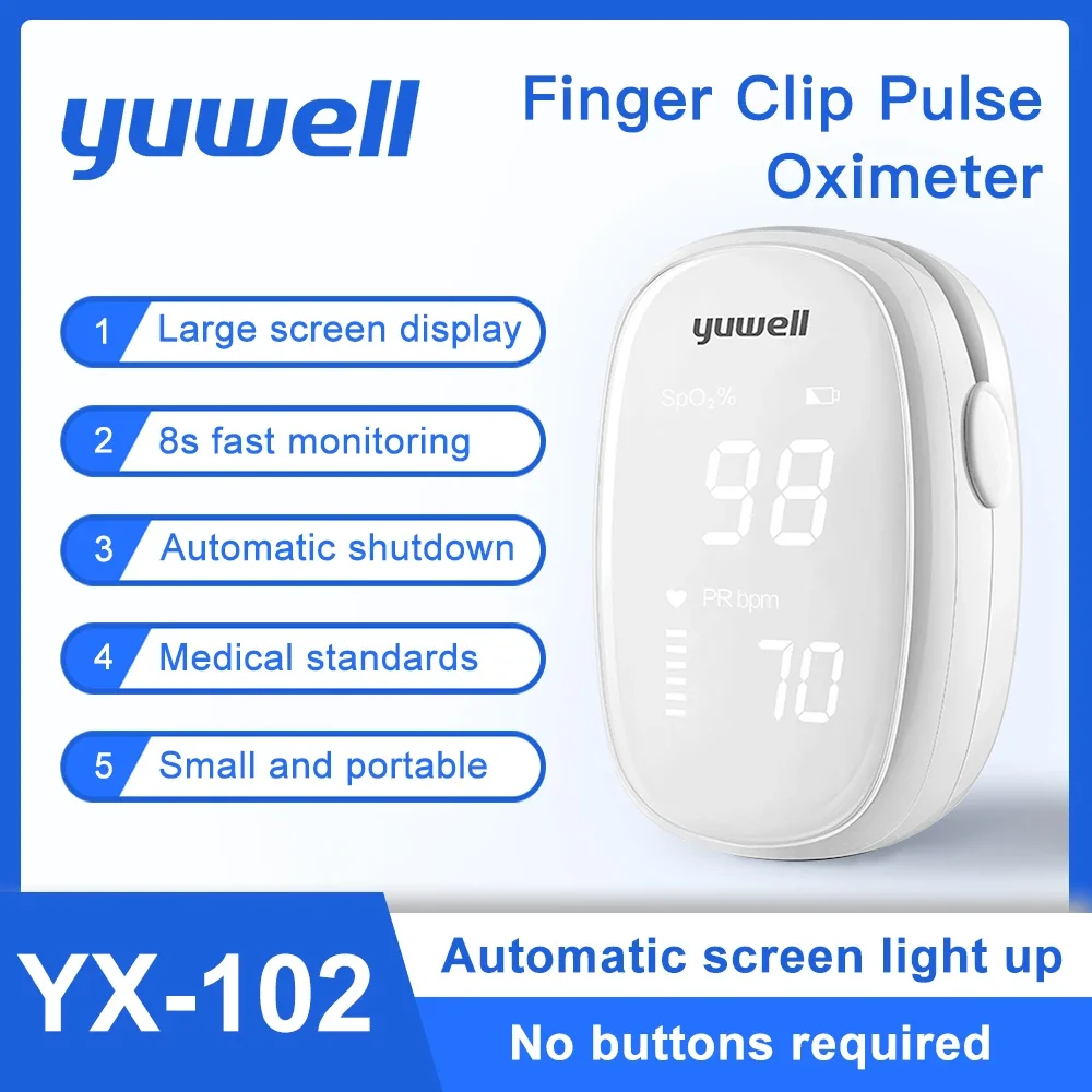 Yuwell Finger Clip Pulse Oximeter LED Screen Blood Oxygen Saturation Monitor Automatic Measurement Finger Clip Pulse Oximeter