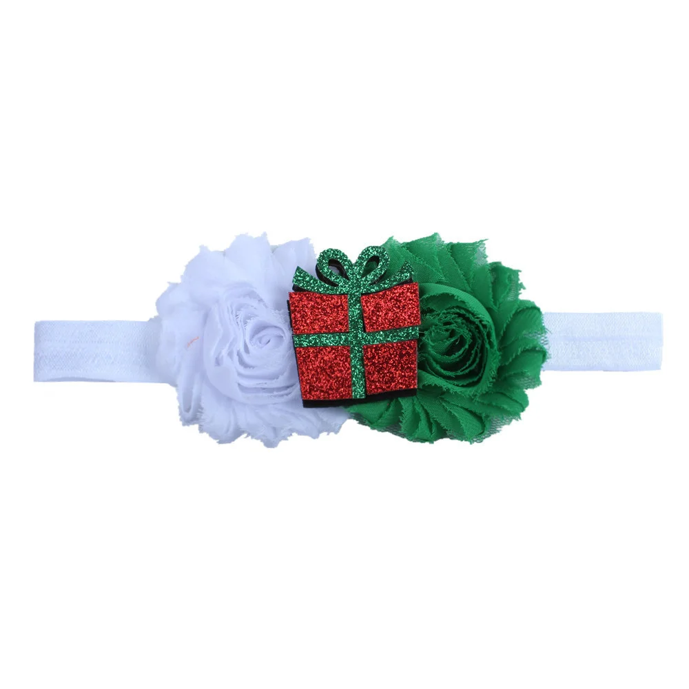 1 Piece Christmas Flower Baby Girl Headband Infant Hair Ribbon Chiffon Newborn Headwear Tiara Headwrap Gift Toddlers Bandage